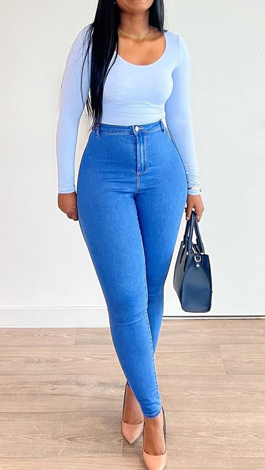 High-Waisted Stretch Denim Jeans