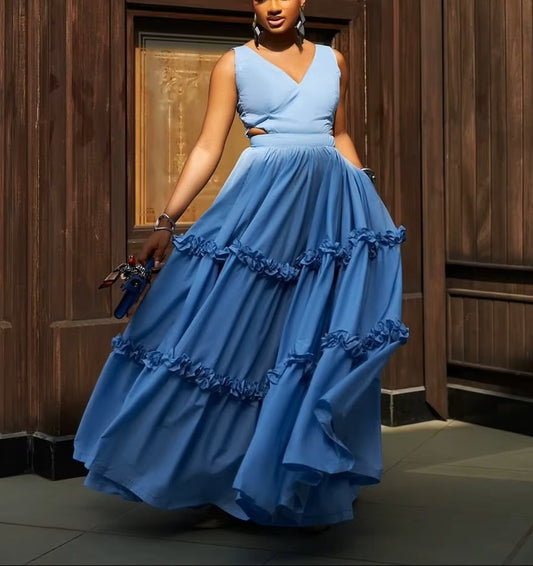 Sleeveless Ruffle Maxi Dress