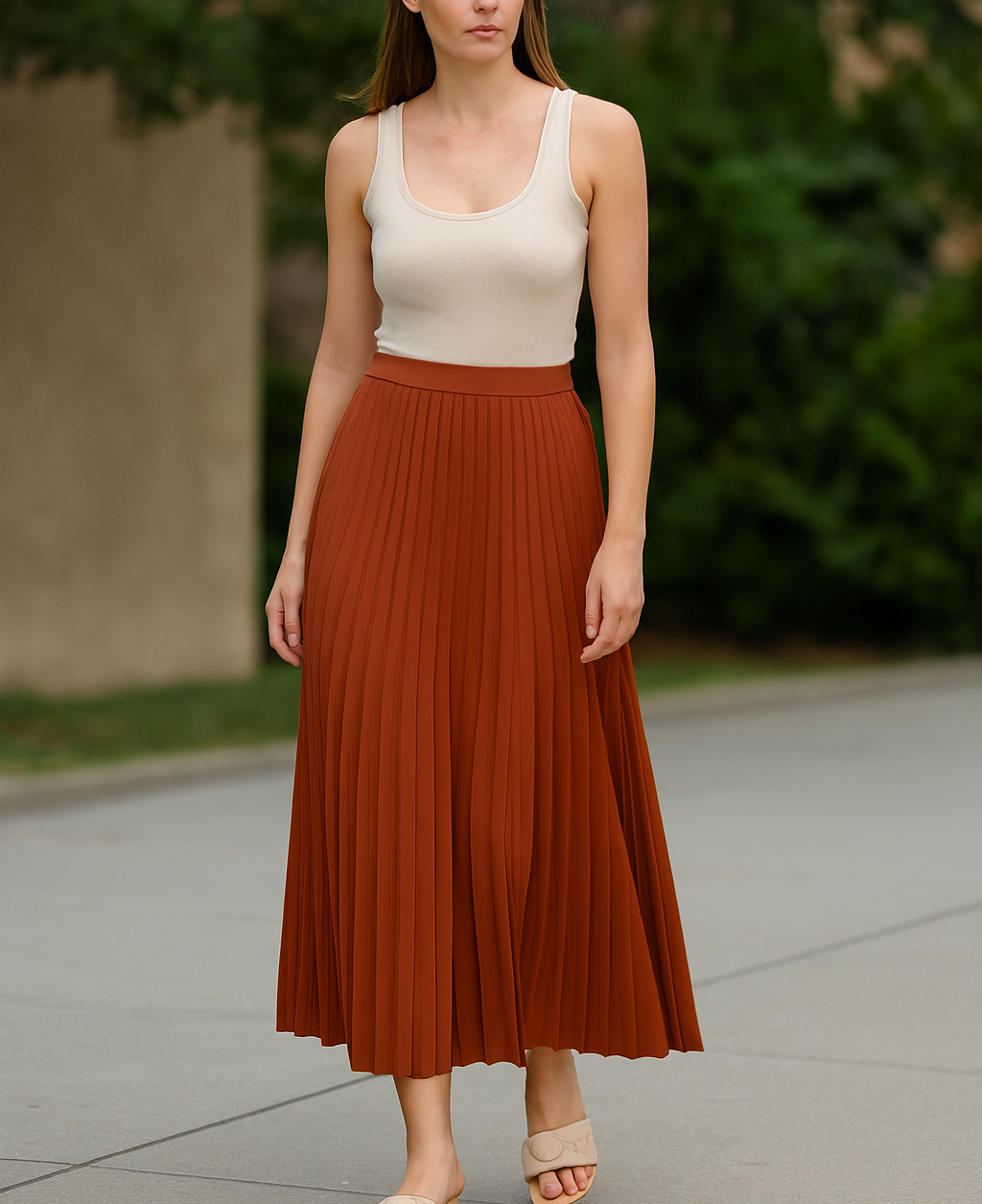 French Vintage Chiffon A-Line Pleated Skirt