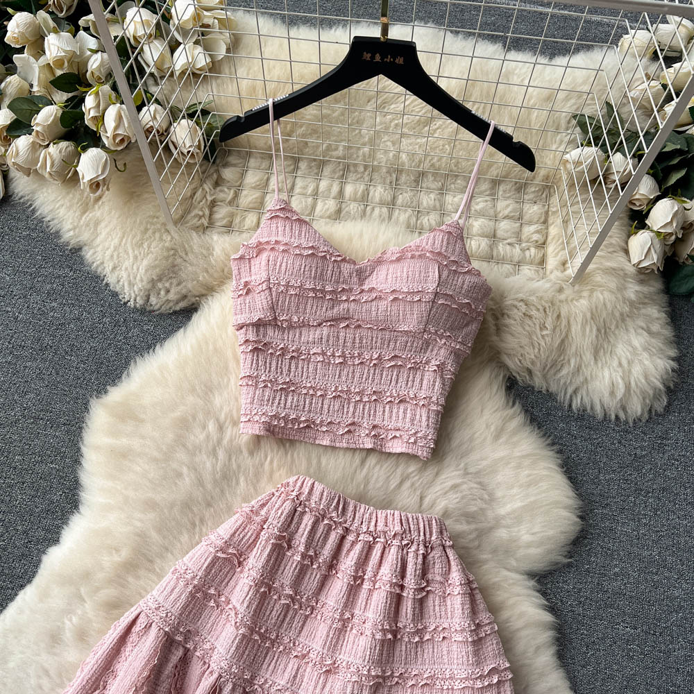 Ruffle Edge Camisole & Skirt 2 Pieces Set