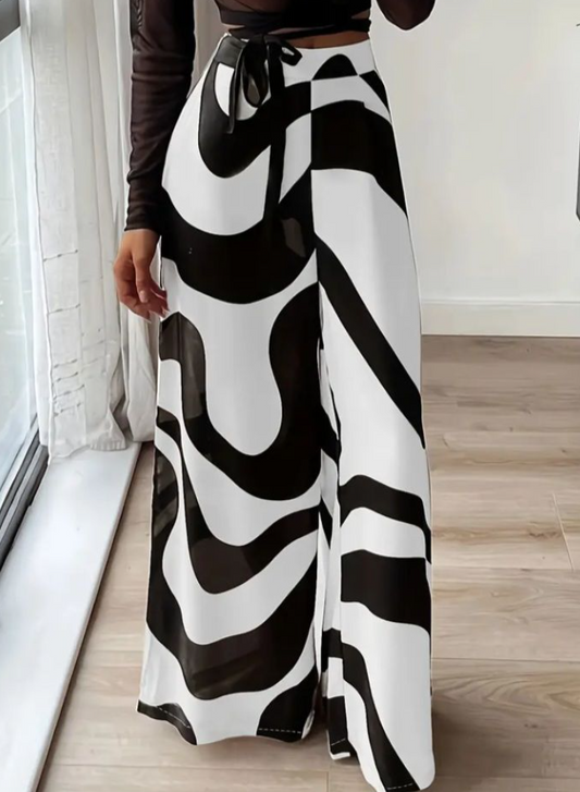 Elegant Striped Wide-Leg Pants