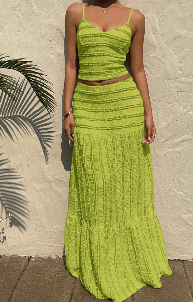 Ruffle Edge Camisole & Skirt 2 Pieces Set