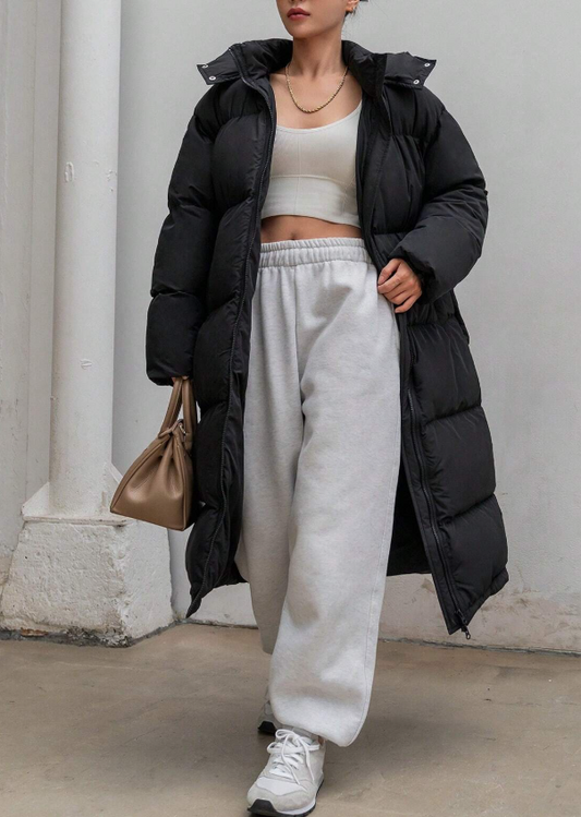 Loose-Fit Long Hooded Padded Coat