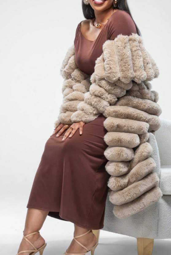 The Luxe Statement Piece: Faux Fur Mid-Length Coat