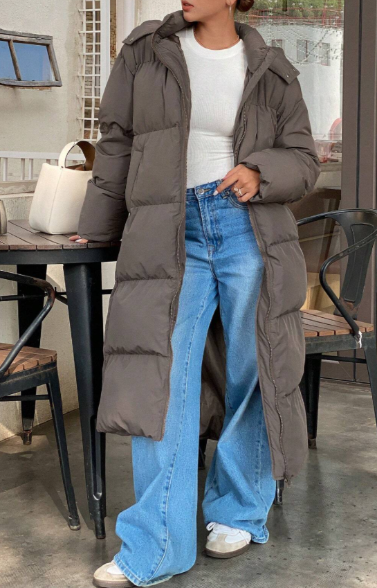 Loose-Fit Long Hooded Padded Coat
