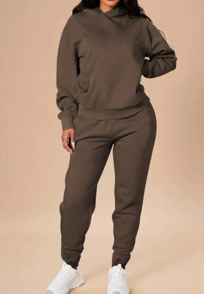 Pocket Drawstring Thermal Hoodie & Sweatpants