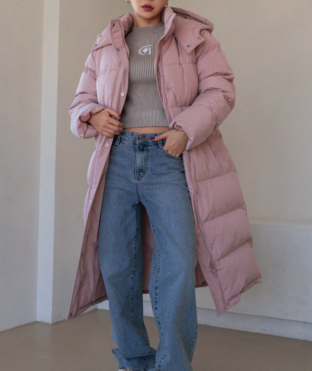 Loose-Fit Long Hooded Padded Coat