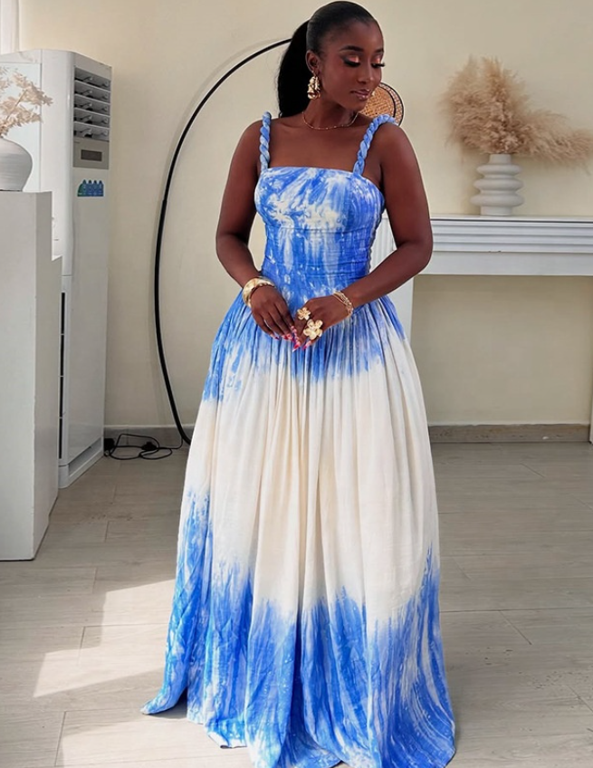 Printed Spaghetti Straps Maxi Dress