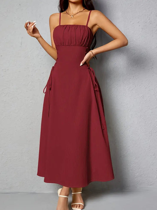 Casual Elegant Ruched Midi Dress