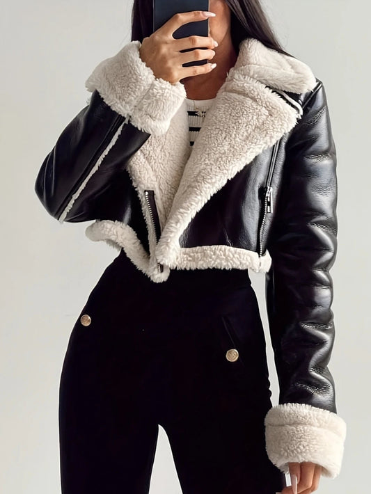 Crop PU Leather Jacket