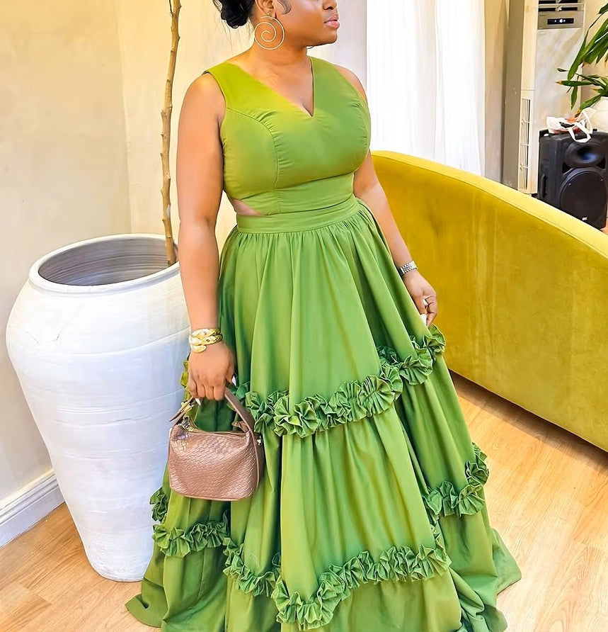 Sleeveless Ruffle Maxi Dress