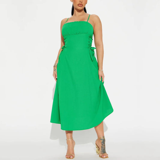 Casual Elegant Ruched Midi Dress