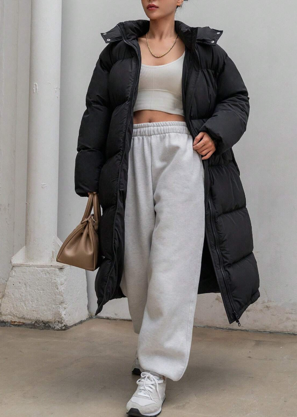 Loose-Fit Long Hooded Padded Coat