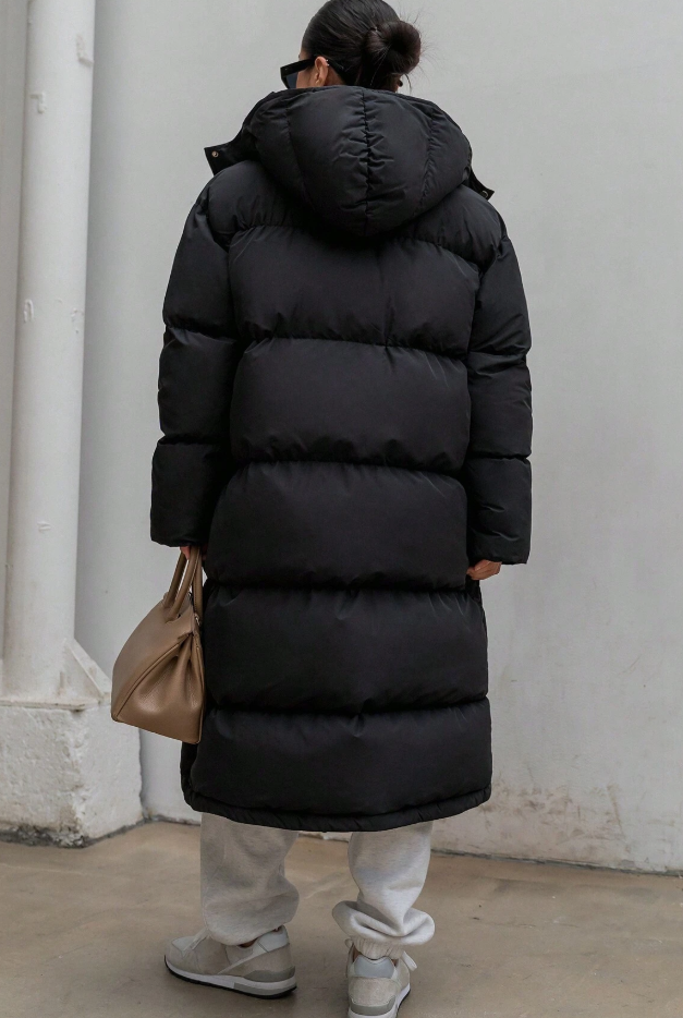 Loose-Fit Long Hooded Padded Coat