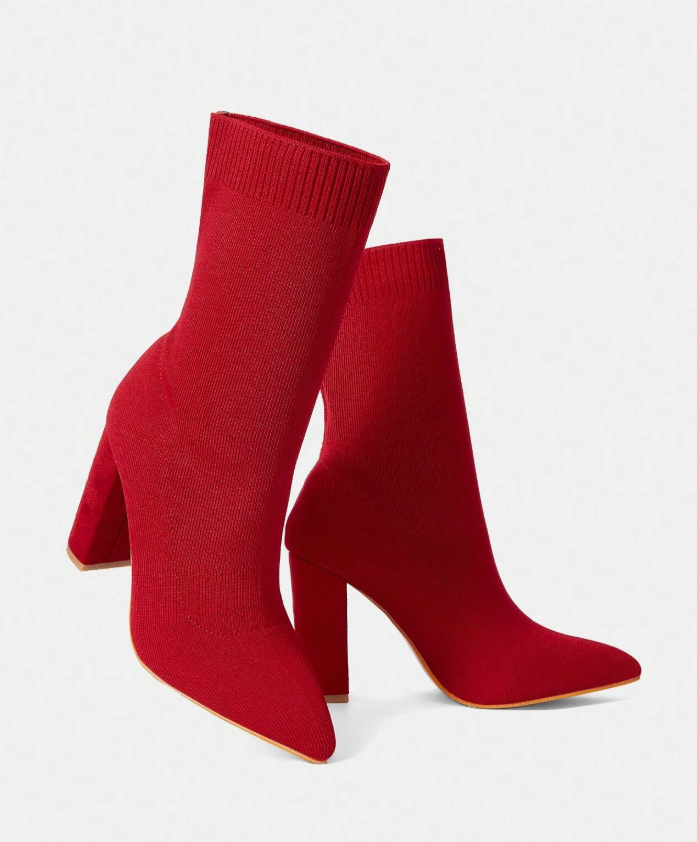 Pointed Chunky Heel Boots