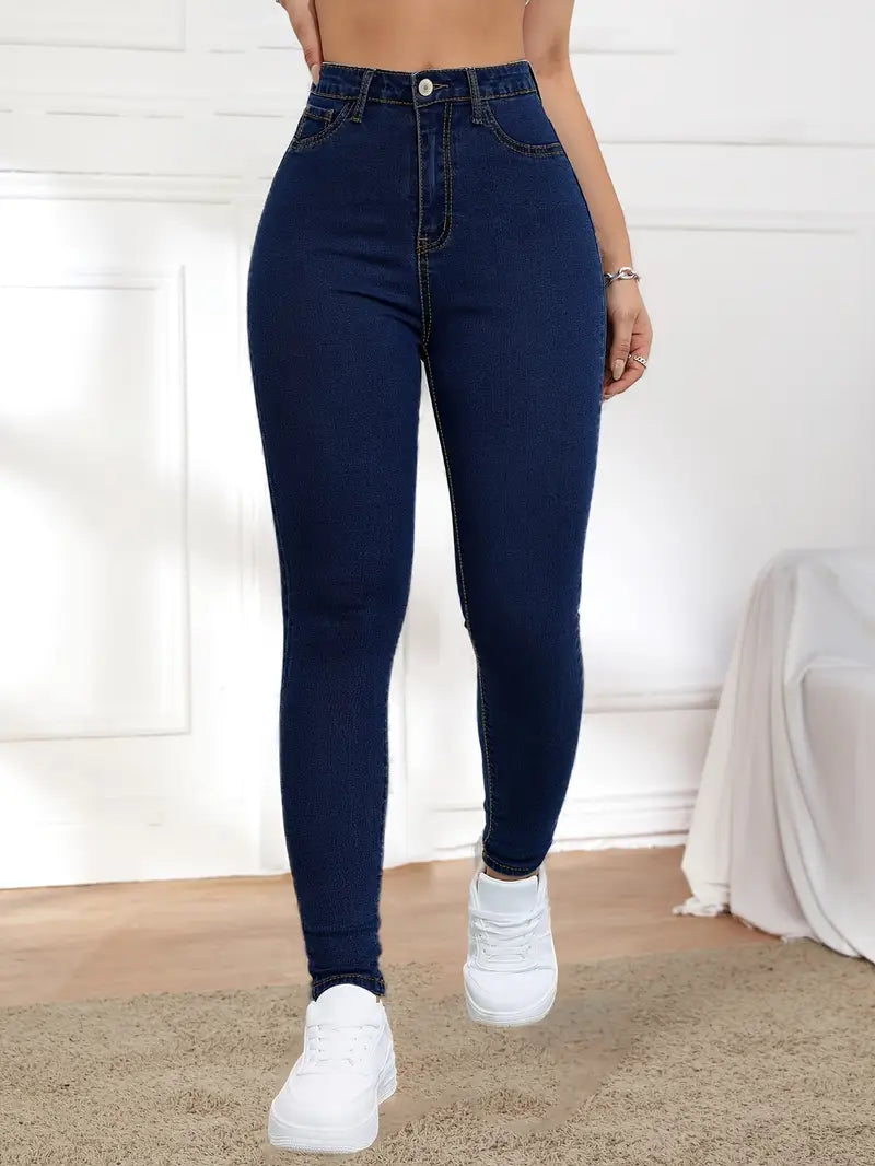 Stretchy Deep Blue Slim Fit Denim Pants